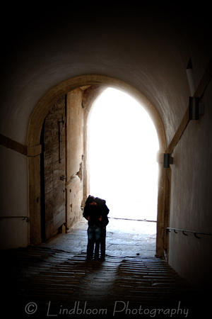 A stolen kiss under the archway