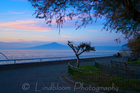 Mt. Vesuvius at dusk from Sorrento