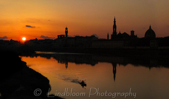 Sculling on the Arno at Sunset